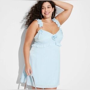 Wild Fable Light Blue Ruffle Dress Women’s Size XXL (2X) | Sky Blue Mini Dress